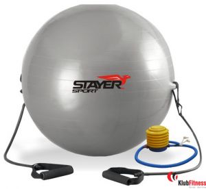 Piłka gimnastyczna gładka z linkami STAYER SPORT srebrna średnica 55cm