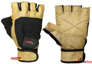 Rękawiczki kulturystyczne skórzane FIGHTER F4 żółte/czarne rozmiar XL